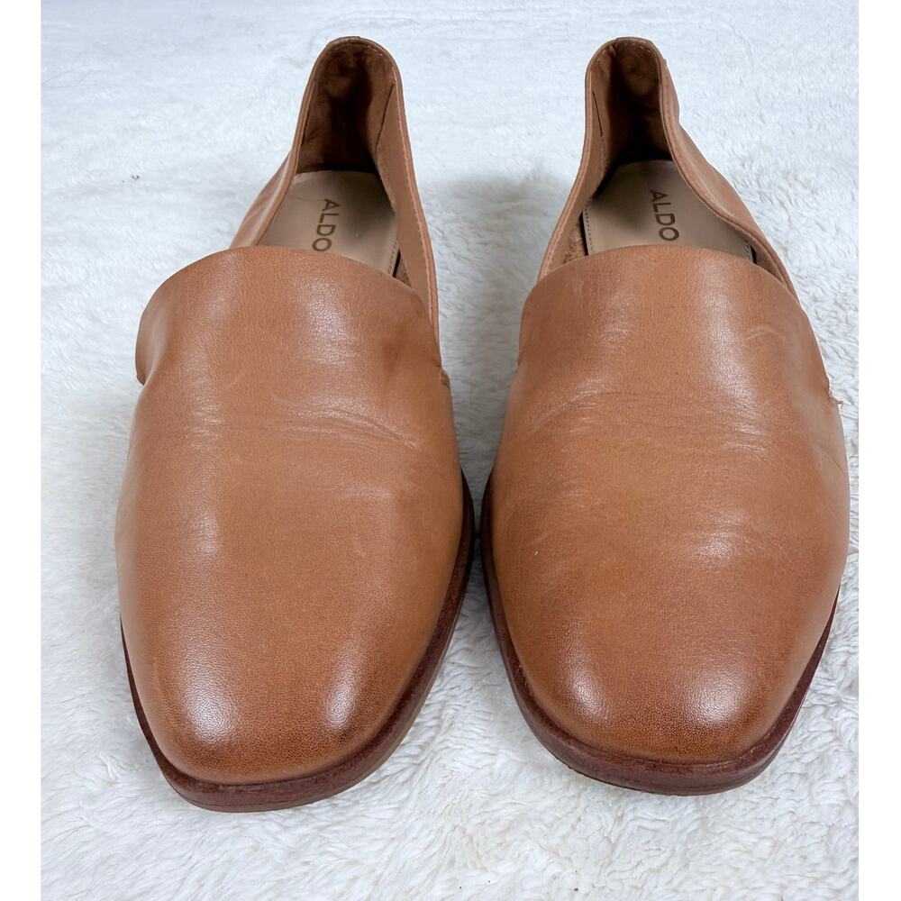 ALDO Veadith 2.0 Leather Loafers Women's 6.5 Tan Cognac Slip On Flats - Picture 2 of 10